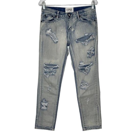 One Teaspoon Stone Wash Awesome Baggies Ripped Skinny Jeans Size 24 Women’s - Picture 1 of 11
